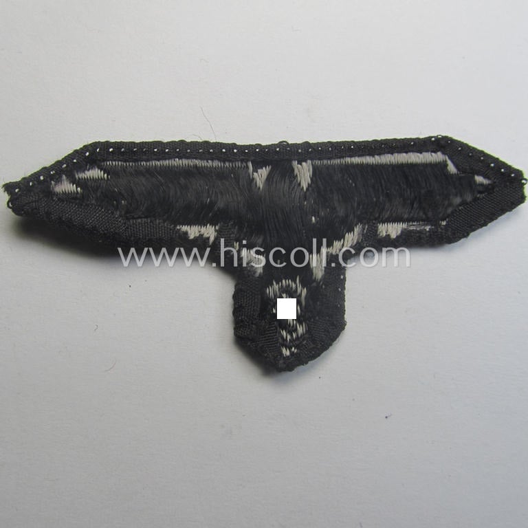 Superb - and nowadays rarely encountered! - Waffen-SS, 'BeVo'-woven-style skull- and cap-eagle-set (ie. 'Totenkopf- u. Adler-Effektensatz für Schiffchen o. Einheitsfeldmütze') that comes in a moderately used- and/or cap-removed, condition