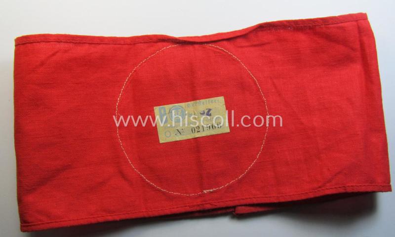 Attractive, linnen-based armband (ie. 'Armbinde') as was intended for usage by the staff of the: 'SA-Wehrmannschaften' (being a hardly used example that still shows its period-attached so-called: 'RzM'-etiket)