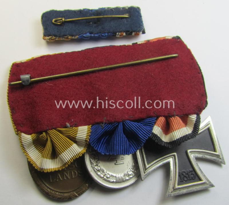 3-pieced, WWII-period medal-bar (ie. 'Ordenspange') and accompanying ribbon-bar (ie. 'Band-/Feldspange')