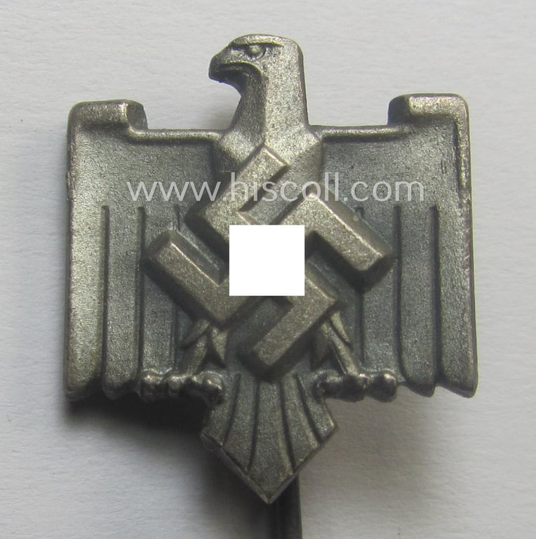 Silver-toned lapel-pin (ie. 'Mitgliedsabzeichen des DRL bzw. NSRL') as was intended for usage by a member of the TR-period sports'-association: 'NS Reichsbund für Leibesübungen (NSRL)'