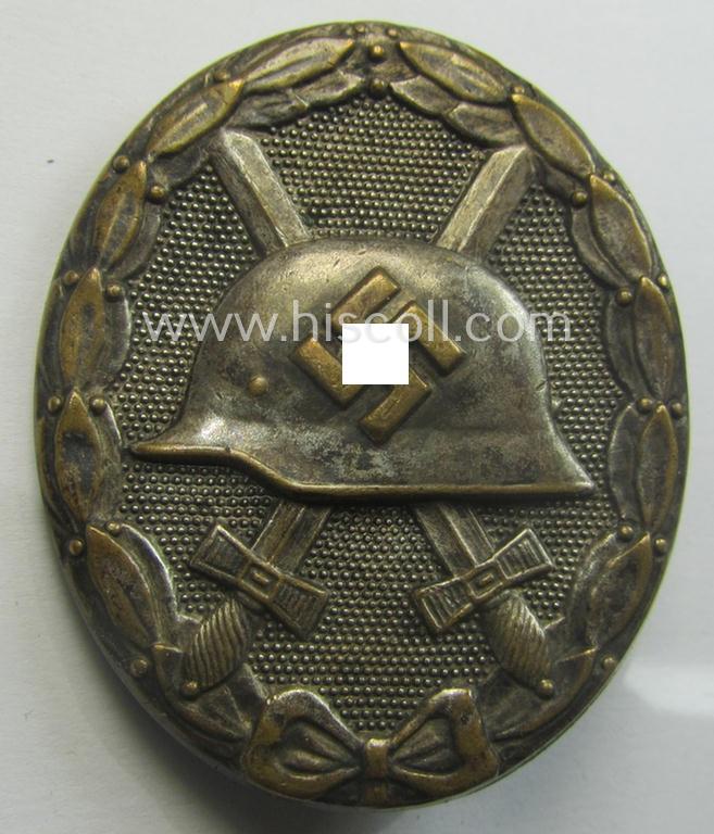 'Verwundeten-Abzeichen in Silber' being a fairly luxuriously-styled, non-maker-marked- and/or typical 'Buntmetall'-based example that comes stored in its generic, etui as issued and/or recently found