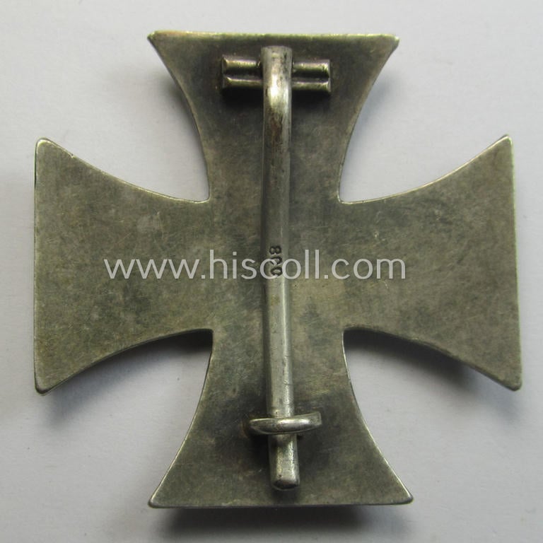 Clearly used- and/or worn, WWI-period 'Eisernes Kreuz 1. Klasse' being a truly converse-shaped and/or genuine silver-based- (ie. '800'-marked!) example that is void of a makers'-designation
