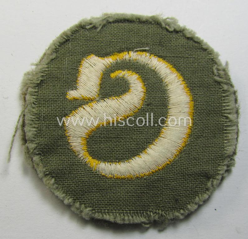 WH (Heeres) 'tropical'-issue, trade- and/or special-career insignia (ie. machine-embroidered 'Laufbahn- o. Tätigkeitsabzeichen') as was intended for an army: 'Schirrmeister' (or: equipment-administration staff-member ie. NCO)