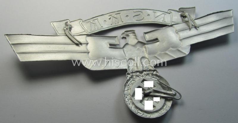 Superb, aluminium-based so-called: N.S.K.K. (or: 'National Socialistisches Kraftfahr Korps') crash-helmet eagle-device (ie. 'Adler für N.S.K.K.-Sturzhelm') being a neatly maker- (ie. 'RzM M1/8'-) marked example of the second pattern