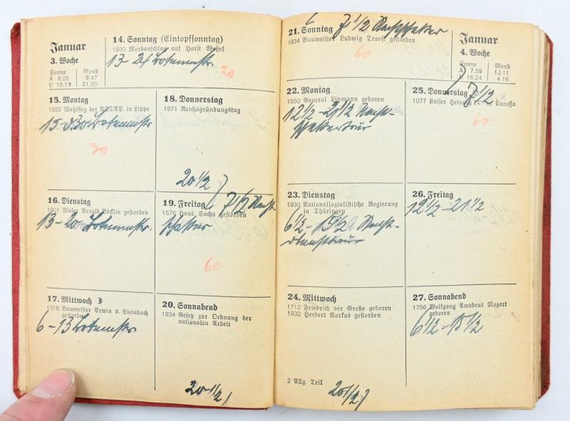 German RDB 1940 Pocket Kalender