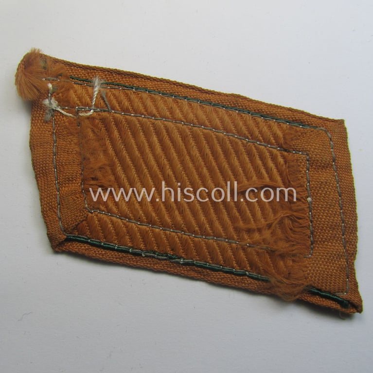 Regrettably single, (partly!) 'BeVo'-woven, NCO-pattern 'Ostvölker'-collar-tab as intended for a 'Nord-Kaukasischer' volunteer within the 'Deutsche Wehrmacht' (ie. 'Zugführer' within the: 'Nord-Kaukasischer Legion')