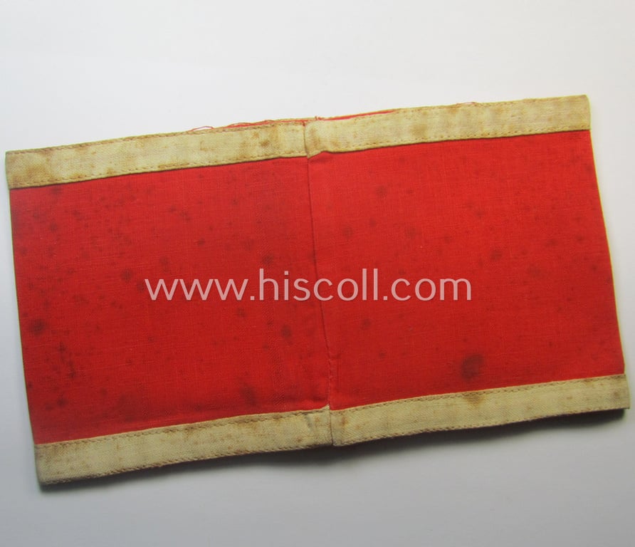 Attractive - and scarcely found! - EM- (ie. NCO-) pattern 'Reichsluftschutzbund' (ie. 'RLB'-) service-armband as was specifically intended for usage by the: 'RLB-Werkluftschutz'