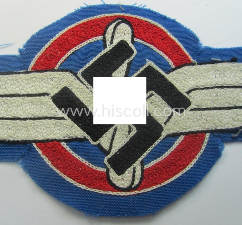 HJ (ie. 'Hitlerjugend') pre-war- (ie. after 1938-) so-called: 'Sporthemd-Abzeichen' that was intended for usage by a member who served within the so-called: 'Luftsportscharen'