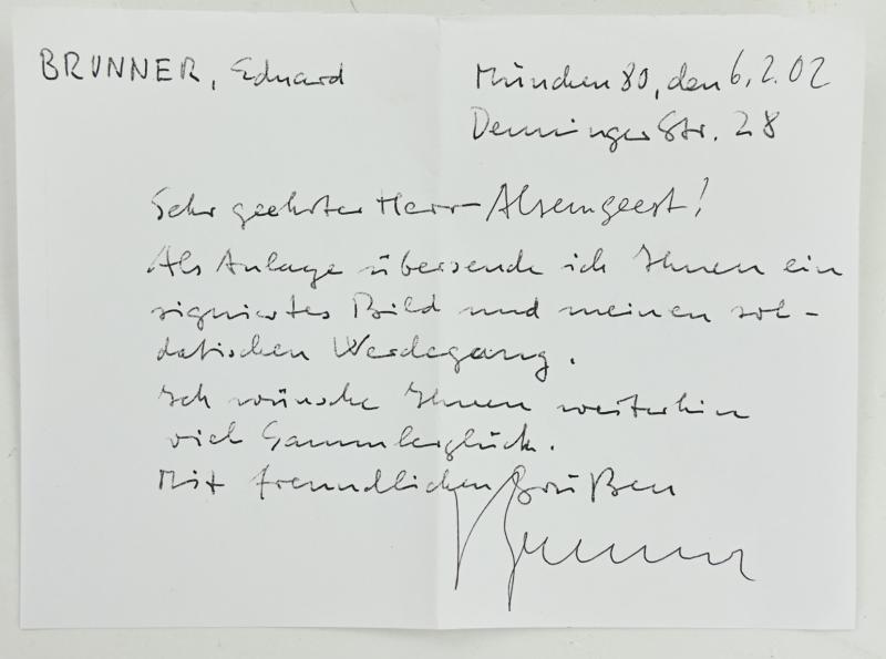 Signature of Wehrmacht Heer KC-OLC Recipient 'Eduard Brunner'