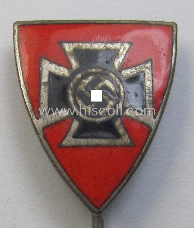 Membership-lapel-pin as was intended to signify membership within the: 'Nationalsocialistischer Reichskriegerbund' (ie. 'N.S.R.K.B.') being a non-maker-marked example that bears a: 'Ges.Gesch.'-patent-pending-designation