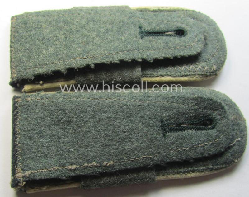 Pair of WH (Heeres) NCO-type shoulderstraps with its accompanying 'Überschube'-pair as intended for an: 'Uffz. des Landesschützen-Bataillon 446'