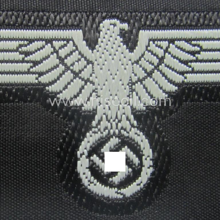 Mid- (ie. later-) war-pattern 'Waffen-SS'-type so-called: 'BeVo'-pattern, EM- (ie. NCO-) type side-cap eagle that comes in a never used- (ie. unconfectioned and 'virtually mint- ie. unissued'-), condition