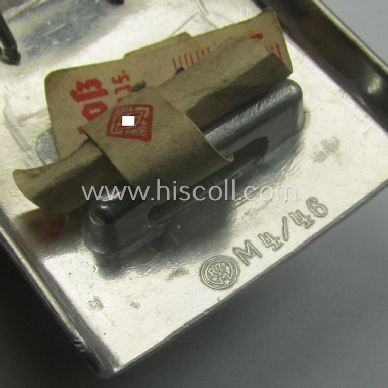 Superb - and virtually mint! - HJ (ie. 'Hitlerjugend') aluminium-based- (and/or unusually 'molded'-pattern!) belt-buckle being a maker- (ie. 'RzM M4/46'-) marked example that still retains its period etiket