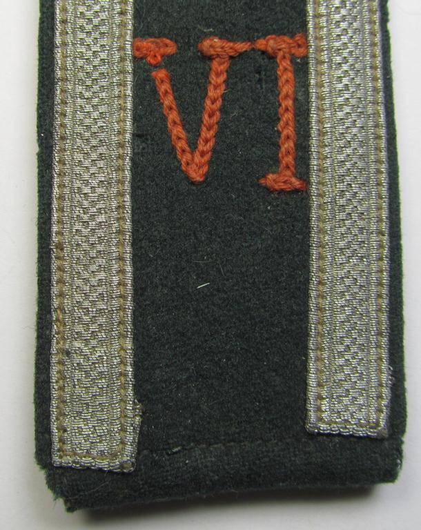 Single, early- (ie. pre-war-) period, WH (Heeres) 'cyphered' (pointed-styled-), NCO-type (ie. 'M36'-pattern-) shoulderstrap, as was intended for usage by an: 'Unteroffizier des Wehr-Ersatzdienstelle im Wehrkreises VI'