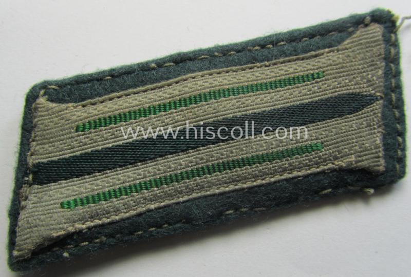 Superb - fully matching! - pair of pre-war-period WH (Heeres) 'M36' (ie. 'M40'-) type collar-patches (ie. 'Einheitskragenspiegel') as piped in the green-coloured branchcolour as intended for usage by a: 'Soldat der Jäger- o. Gebirgsjäger-Trupp...