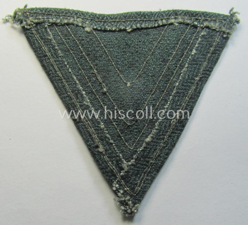 Neat, WH (Heeres ie. Waffen-SS) 'Armwinkel' (or: arm-chevron) as was executed on a greenish-coloured- and/or 'HBT'-like (ie. 'Drillich'-) based background as was specifically intended for usage by an: 'Obergefreiter' (ie. 'SS-Rottenführer')