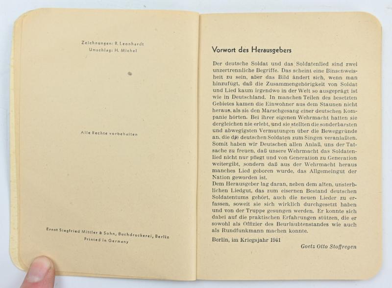 German Soldiers Song Book 1943