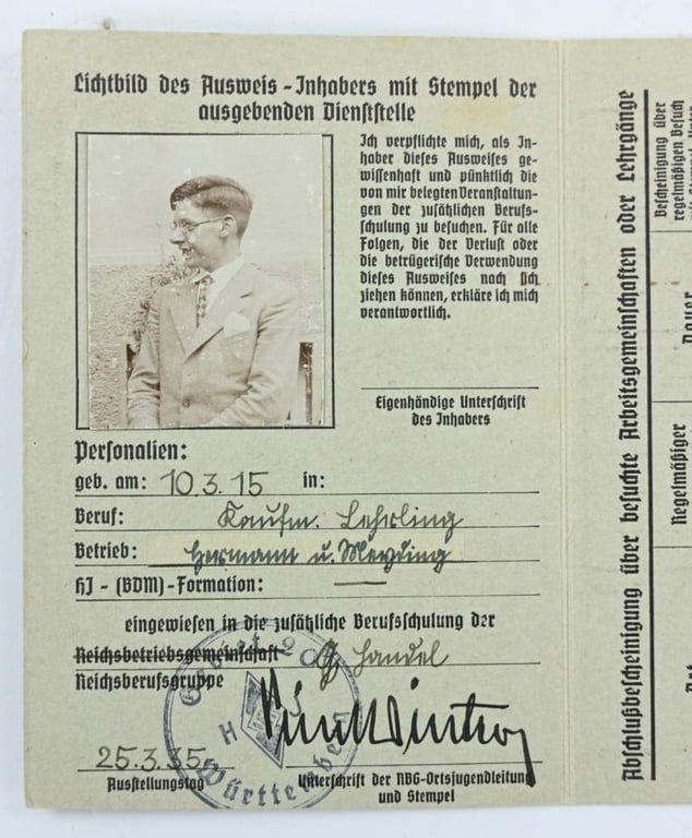 German Hitler Youth /DAF Memberpass