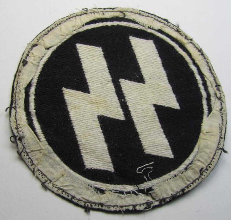 Superb, Waffen-SS sport-shirt emblem as executed in the neat 'BeVo'-weave pattern that comes in an overall nice- (albeit clearly used- ie. most certainly once sports-shirt-attached-), condition