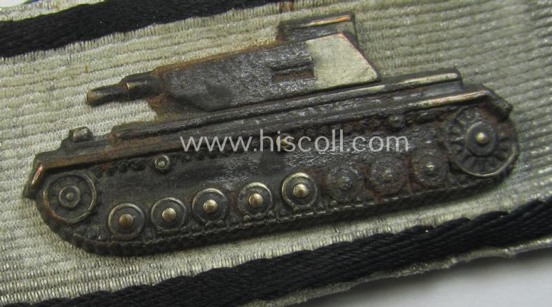 Neat - and truly worn! - 'Sonderabzeichen für das Niederkämpfen von Panzerkampfwagen usw. durch Einzelkämpfer in Silber' (ie. tank-destruction badge ie. TDB in silver) that comes in an overall nice- (albeit tunic-removed- ie. relic-), condition