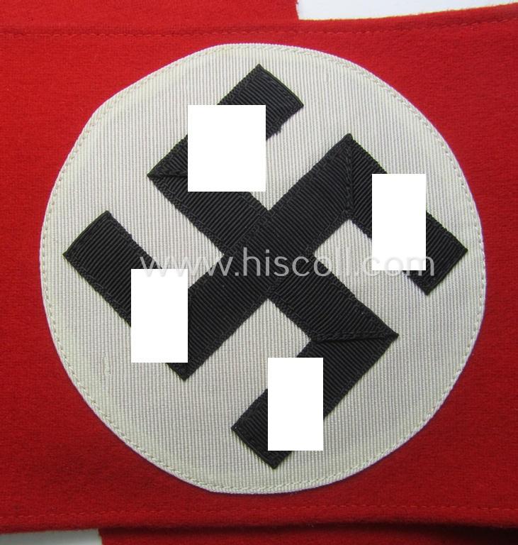 'Extra Qualität', N.S.D.A.P.-pattern, smooth-woolen-based swastika-armband (ie. 'Armbinde') that still retains its period 'RzM'-etiket