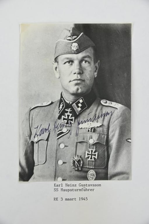 Signature of Waffen-SS KC Recipient Karl-Heinz Gustavsson.
