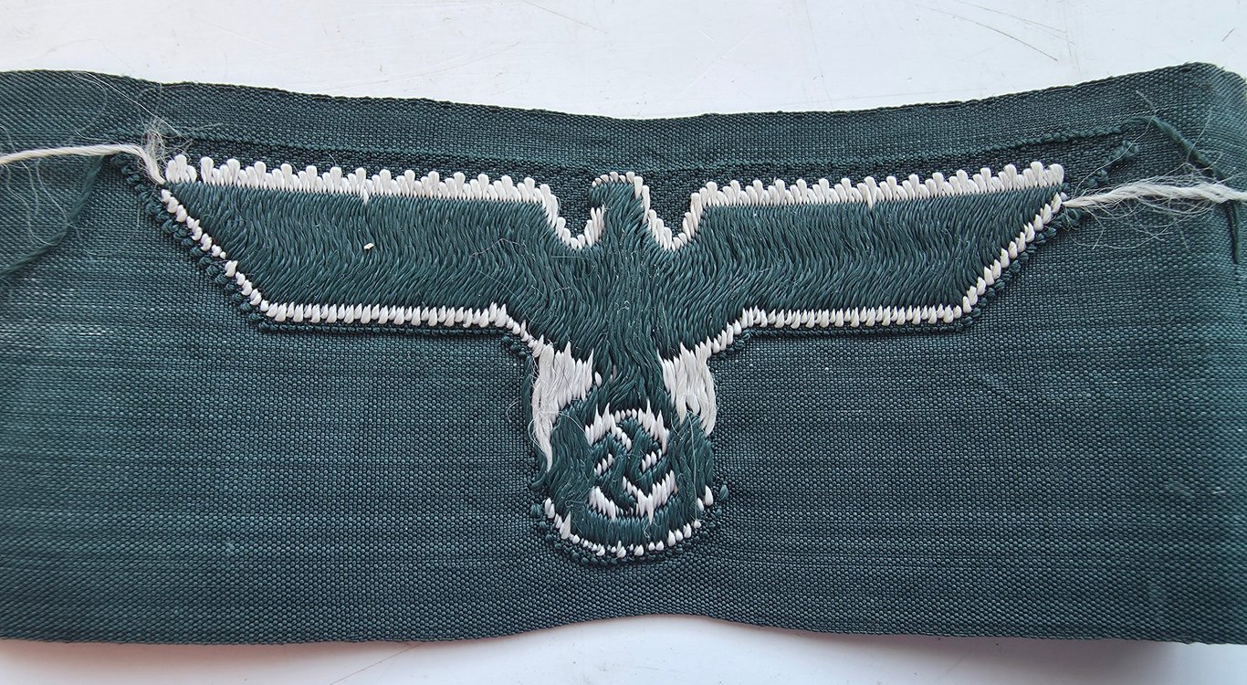 WH (Heeres)M36 pattern side cap eagles as executed in BeVo' weave pattern - on a strip of three