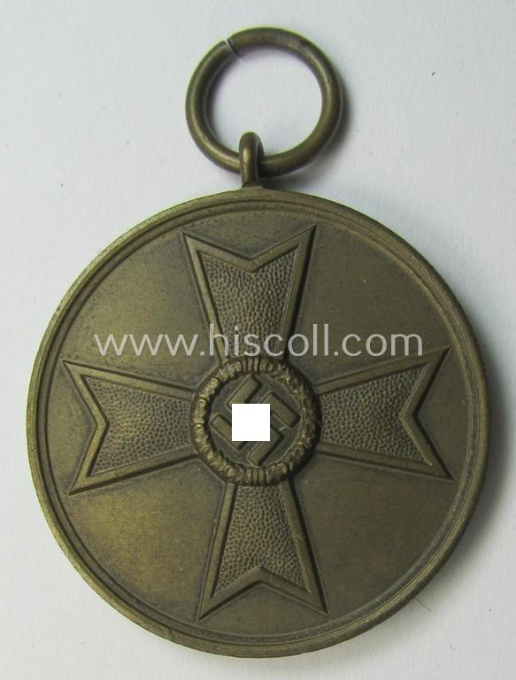 Neat, 'Kriegsverdienstmedaille 1939' being a non-maker-marked- (and/or: 'Buntmetall'-based) specimen that came together with its full-length (bright-red-coloured) ribbon (ie. 'Bandabschnitt')