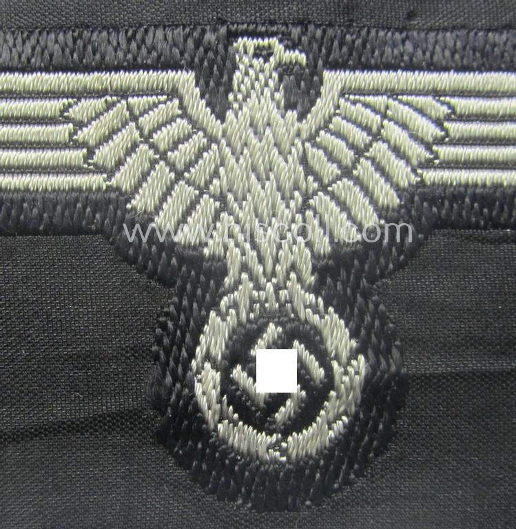 Mid- (ie. later-) war-pattern 'Waffen-SS'-type so-called: 'BeVo'-pattern, EM- (ie. NCO-) type side-cap eagle that comes in a never used- (ie. unconfectioned and 'virtually mint- ie. unissued'-), condition