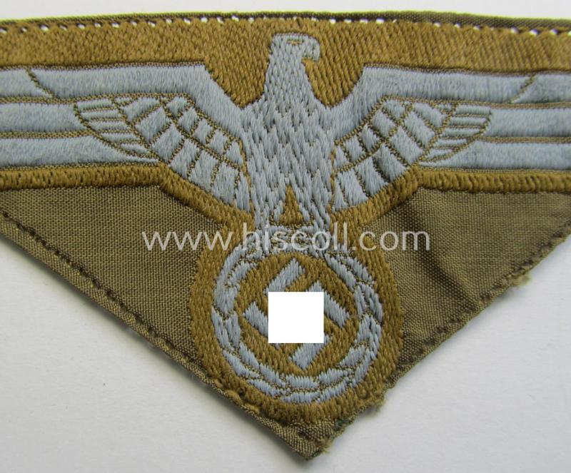 Attractive, WH (Heeres) 'tropical-issue' (ie. DAK or: 'Deutsches Afrika Korps'-related-) breasteagle as executed in neat so-called: 'BeVo'-weave style that comes in a clearly used- (ie. non-trimmed- but nicely pre-confectioned-), condition