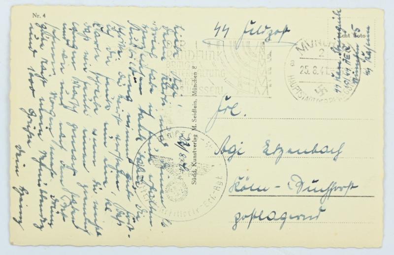 German Third Reich Postcard 'Münchener SS Kaserne'