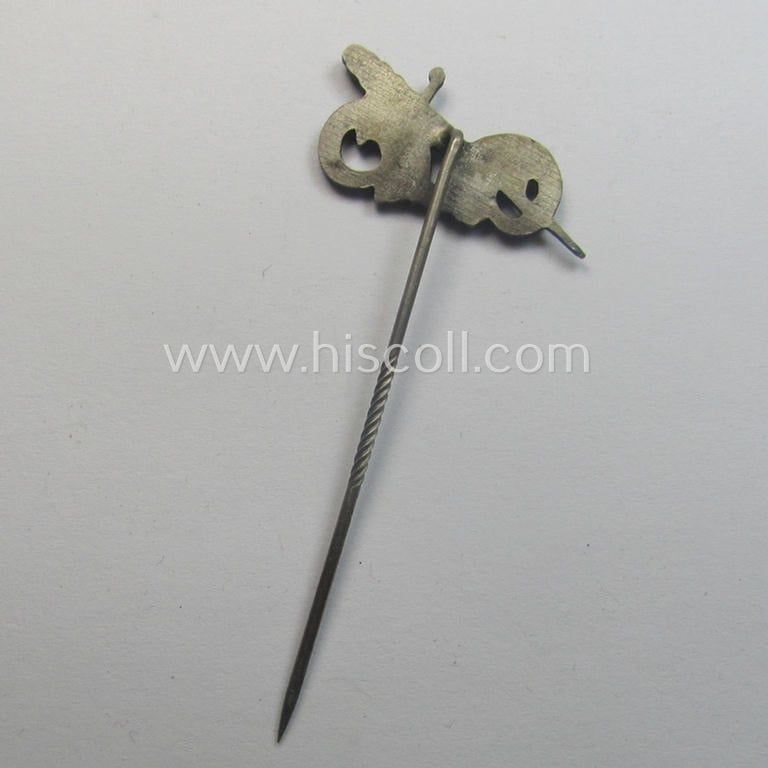 Attractive - and rarely seen! - silverish-toned- and 'Buntmetall'-based! - Dutch facist-party-related membership-badge (or in Dutch: 'Ledendraagteken') for members serving within the: 'Zwart ie. Nationaal Front'