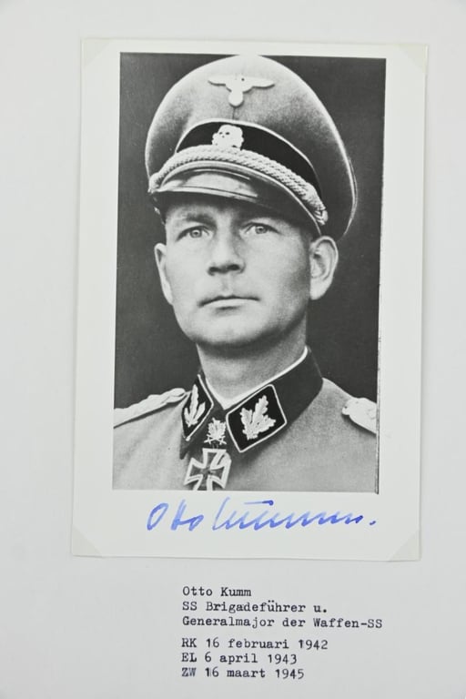 Postcard with Signature of Waffen-SS KC-OL&S Recipient 'Otto Kumm'