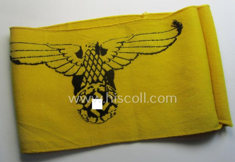 Linnen-based- and/or 'machine-woven', golden-yellow-coloured armband (ie. 'Armbinde') showing a woven eagle-device as specifically intended for (civilian) staff-members (ie. 'Zivilangestellten') of the armed forces ie. 'Deutsche Wehrmacht'