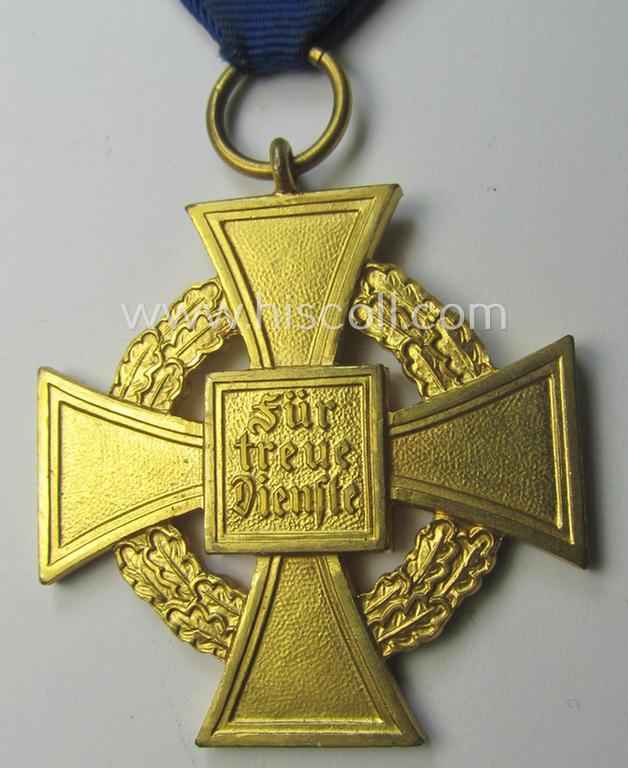 'Treuedienst Ehrenzeichen 1. Klasse' (or: golden-class, civil loyal-service-medal as was intended for 40 yrs. of loyal service) being a nicely preserved and non-marked specimen