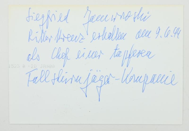 Signature of Luftwaffe KC Recipient 'Siegfried Jamrowski'