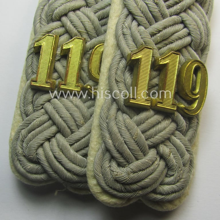 Pair of WH (Heeres) neatly 'cyphered', officers'-pattern shoulderboards: 'Major des Infanterie-Rgts. 119'
