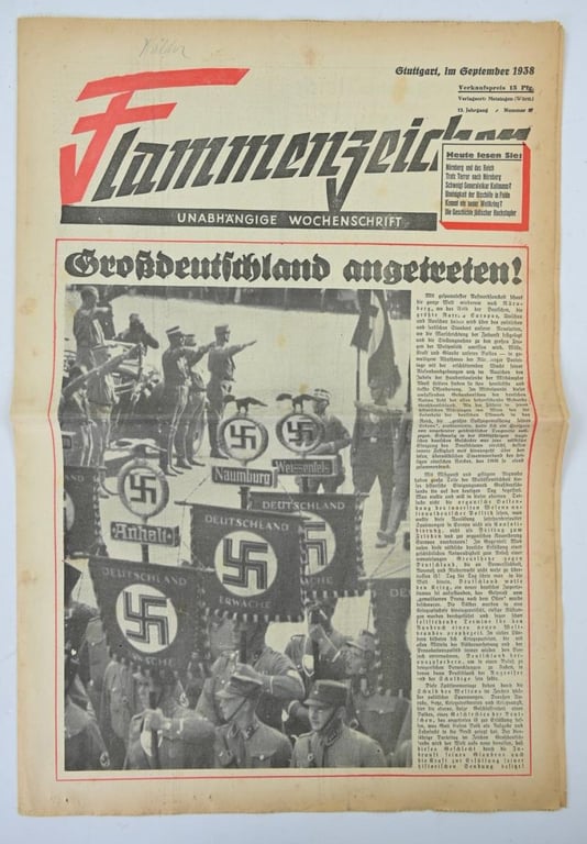 German Third Reich Newspaper 'Flammenzeichen' 1938
