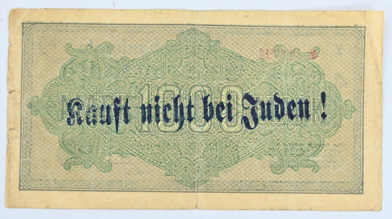 German Third Reich era reprinted banknote 'Kauf nicht bei Juden'