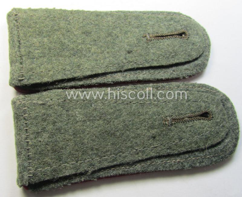 Pair of early- (ie. mid-) war-period so-called: 'M40 o. M43'-pattern, WH (Heeres) EM-type shoulderstraps as piped in the 'bordeaux'-coloured branchcolour as intended for a: 'Soldat eines (Nebel)Werfer-Rgts. o. Abtlgs.'