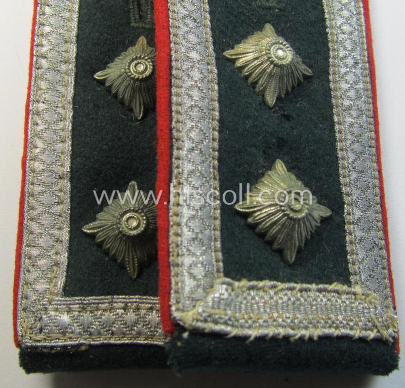 Neat - albeit minimally mis-matched - pair of WH (Heeres) early-war-period- (ie. 'M36'- ie. 'M40'-pattern, 'standard-issued'- and/or rounded-styled) NCO-type shoulderstraps as intended for an: 'Oberwachtmeister eines (Sturm)Art.-Abts. o. Rgts....