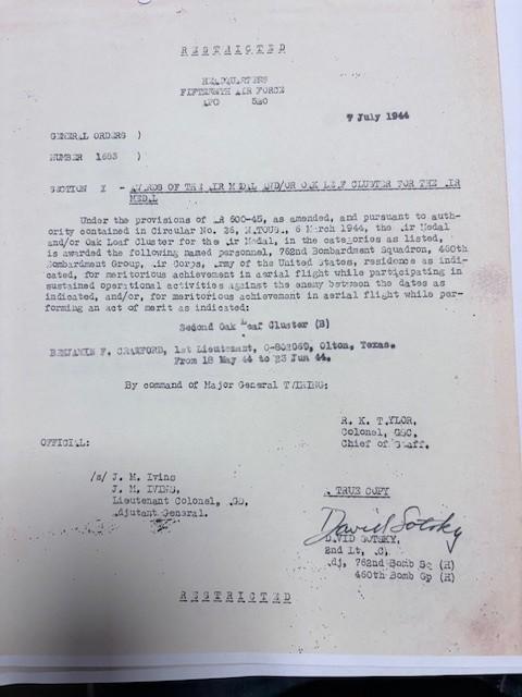 US WW2 Pilot Grouping 460th Bomb Group 50 Missions!