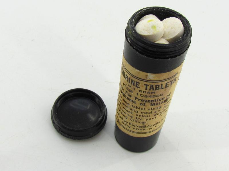 US WWII Tube with Atabrine Tablets