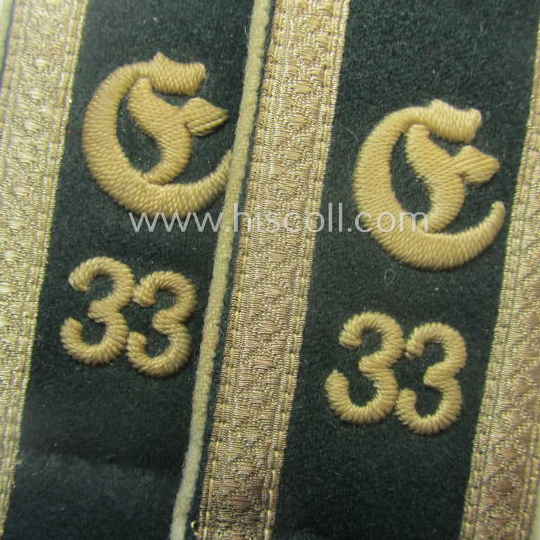 Superb, pair of early- (ie. pre-) war-period WH (Heeres), 'M36'- (ie. 'M40-) pattern (rounded-style) 'cyphered' NCO-type shoulderstraps as was intended for an: 'Unteroffizier u. Mitglied des Infanterie-Ersatz-Bataillon (mot.) 33'