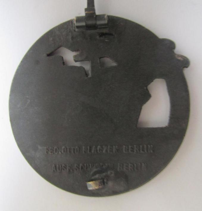 Attractive - and matching! - set comprising of a WH (KM) 'Blockadebrecher-Kriegsabzeichen' being a maker- (ie. 'Schwerin'-) marked example that comes together with its accompanying 'Halbminiatur', both pieces as executed in multi-coloured 'Feinzink'