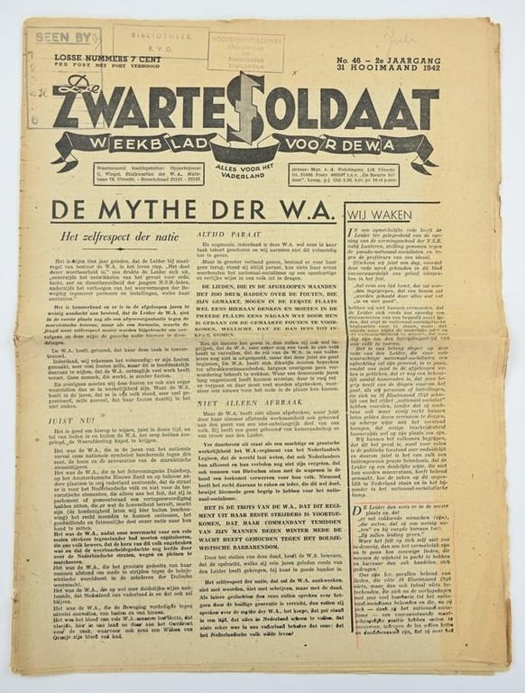 Dutch SS Magazine 'De Zwarte Soldaat' 1942