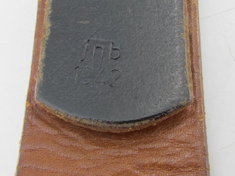WH/SS Leather Equipment belt marked jnb 1942