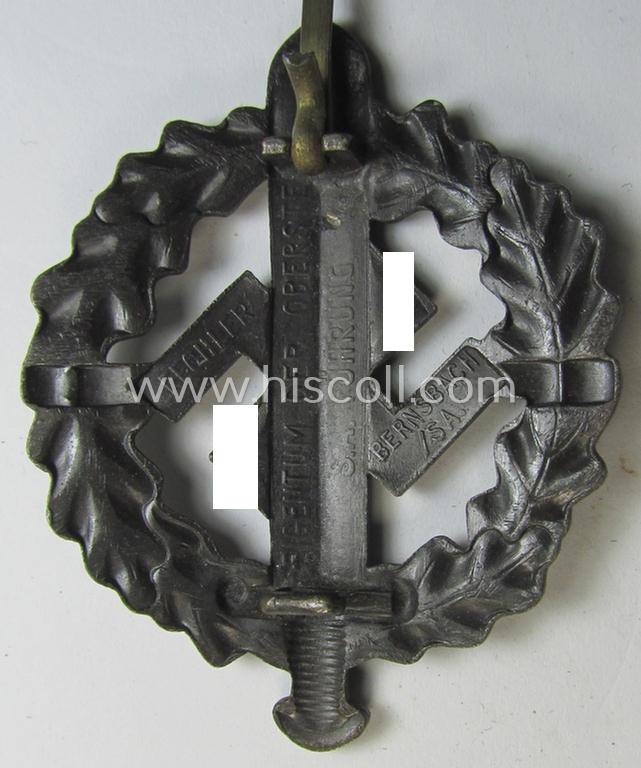 Attractive, early- (ie. pre-) war-period example of an: 'SA-Sportabzeichen in Bronze' being a detailed and/or neatly maker- (ie. 'Fechler - Bernsbach i. Sa.'-) marked example that is void of a bearers'-number