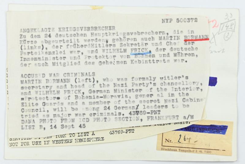 Allied Press 'Mug-Shot' Picture of Nuremberg Trail Members