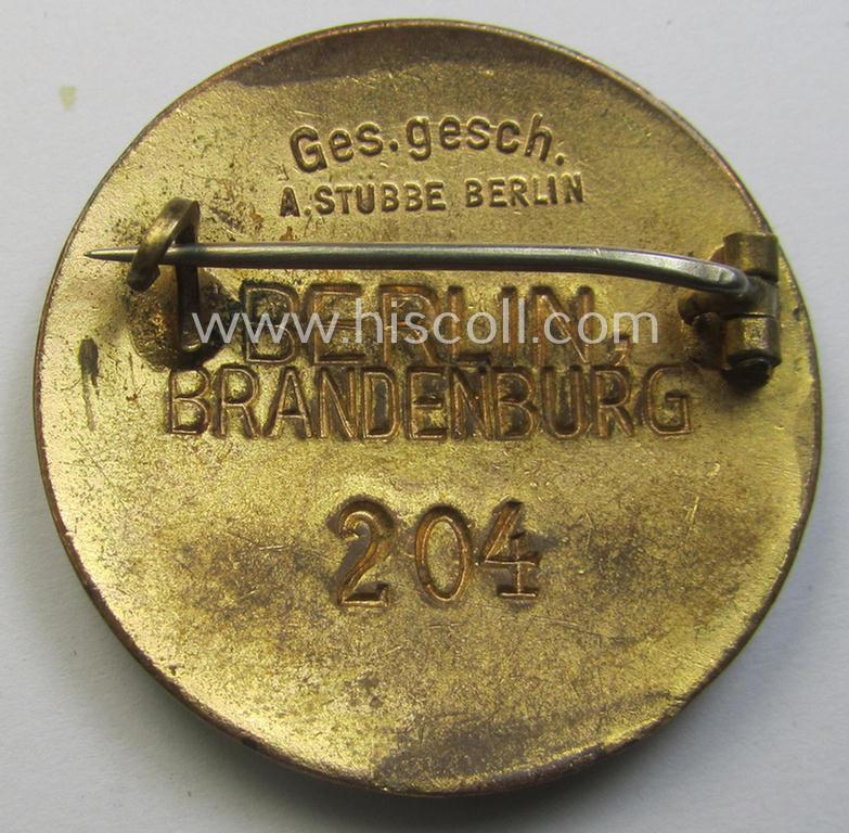 DRK nurses'-badge entitled: 'Schwesternschaft' being a medium-sized version showing a low bearers'-number: ('207'), towns-name: ('Berlin-Brandenburg') and/or makers'-mark ('A. Stübbe - Berlin')